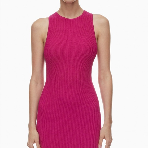 BABATON Granita Pink Sculpt Knit Racer Mini Dress Size M - Picture 3 of 13